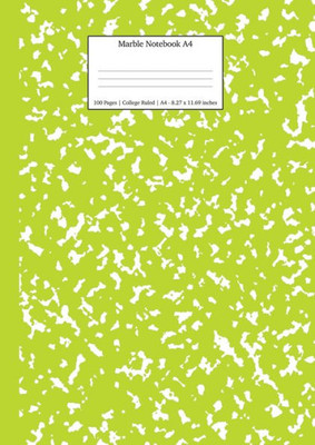 Marble Notebook A4 : Green Marble College Ruled Journal