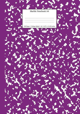 Marble Notebook A4 : Purple Marble College Ruled Journal