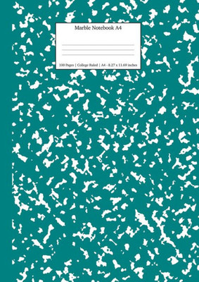 Marble Notebook A4 : Teal Marble College Ruled Journal