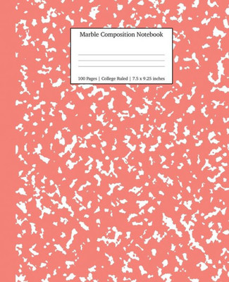 Marble Composition Notebook College Ruled : Coral Pink Marble Notebooks, School Supplies, Notebooks For School