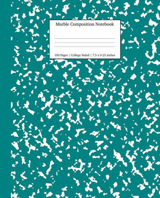 Marble Composition Notebook College Ruled : Teal Marble Notebooks, School Supplies, Notebooks For School