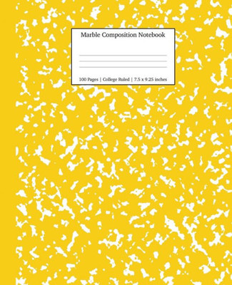 Marble Composition Notebook College Ruled : Yellow Marble Notebooks, School Supplies, Notebooks For School