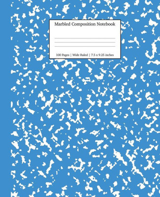 Marbled Composition Notebook : Blue Marble Wide Ruled Paper Subject Book