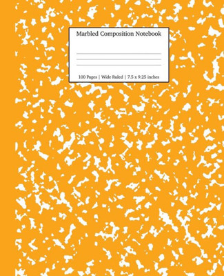 Marbled Composition Notebook : Orange Marble Wide Ruled Paper Subject Book