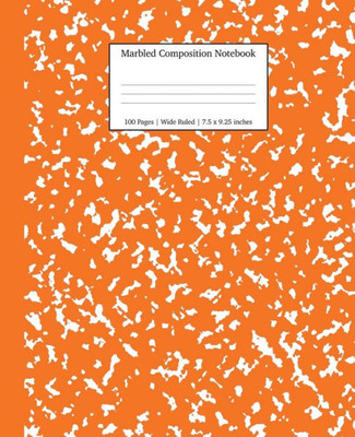 Marbled Composition Notebook : Pumpkin Marble Wide Ruled Paper Subject Book