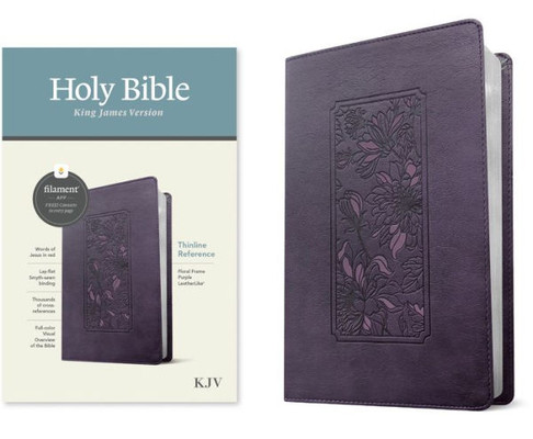 Kjv Thinline Reference Bible, Filament-Enabled Edition (Leatherlike, Floral Frame Purple, Red Letter)