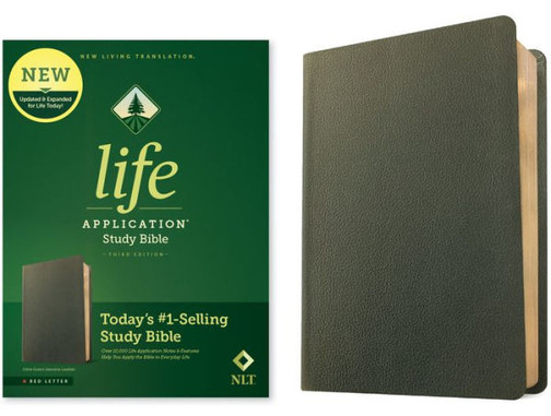 Nlt Life Application Study Bible, Third Edition (Genuine Leather, Olive Green, Red Letter)