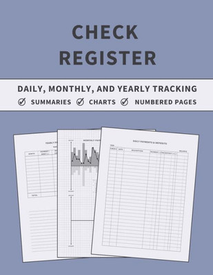 Check Register: Accounting Ledger Book For Daily, Monthly, And Yearly Bookkeeping Of Payments, Deposits, And Finances For Small Businesses And Personal Checkbooks (Lavender)