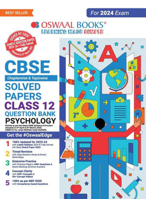 Oswaal CBSE Chapterwise Solved Papers 2023-2014 Psychology Class 12th (2024 Exam)