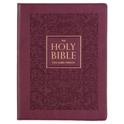 KJV Holy Bible, Large Print Note-taking Bible, Faux Leather Hardcover King James Version, Plum