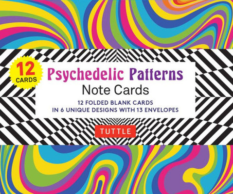 Psychedelic Patterns Note Cards - 12 cards: In 6 Designs With 13 Envelopes (Card Sized 4 1/2 X 3 3/4)