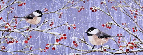 Snowy Chickadees Panoramic Boxed Holiday Cards (20 Cards, 21 Self-Sealing Envelopes)