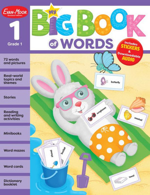 Evan-Moor My Big Book Of Words, Grade 1 Workbook, Stickers, Audio Read-Alouds, Vocabulary, Word Recognition, Writing Skills, Bingo, Drawing, ... Learning, Reading (My Big Book Of Words)