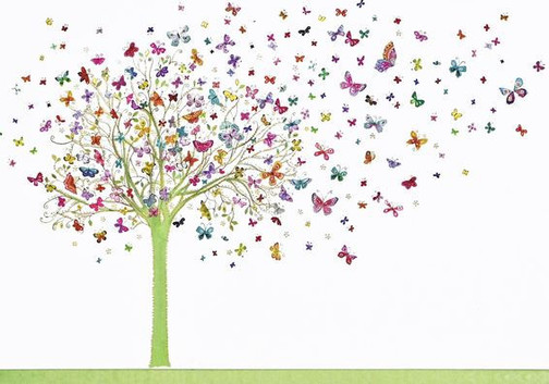 Tree Of Butterflies Note Cards (14 Cards, 15 Self-Sealing Envelopes)