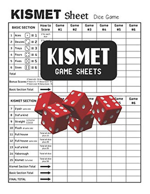 Kismet Game Sheets: Kismet Score Pads