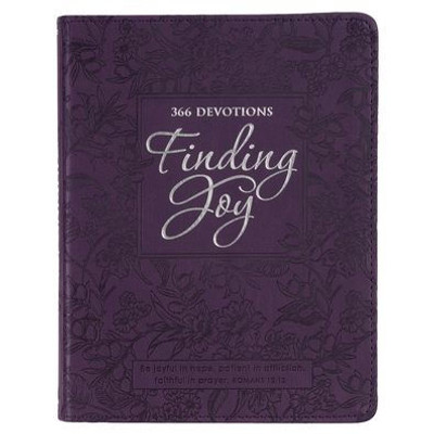 Finding Joy - 366 Devotions, Purple Floral Faux Leather Devotional For Women