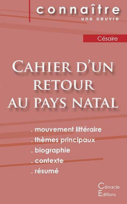 Fiche de lecture Cahier d'un retour au pays natal de Césaire (Analyse littéraire de référence et résumé complet) (French Edition)