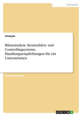 Bilanzanalyse, Kennzahlen- Und Controllingsysteme. Handlungsempfehlungen Für Ein Unternehmen (German Edition)