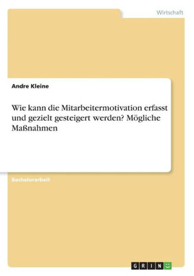 Wie Kann Die Mitarbeitermotivation Erfasst Und Gezielt Gesteigert Werden? Mögliche Maßnahmen (German Edition)
