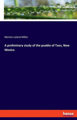A Preliminary Study Of The Pueblo Of Taos, New Mexico