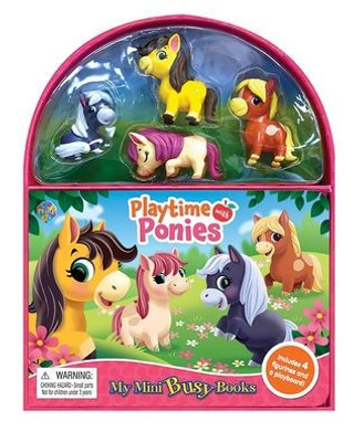 Phidal - Playtime Ponies Mini Busy Books For Kids, Children To Play - Includes 4 Figurines With Foldable Play Board And Storybook, Portable And Travel Ready