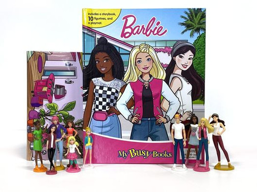 Phidal - Mattel Barbie My Busy Books -10 Figurines And A Playmat