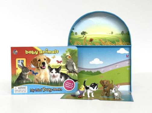 Phidal - Baby Animals My Mini Busy Book For Kids, Children To Play - Includes 4 Figurines With Foldable Play Board And Storybook, Portable And Travel Ready