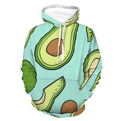 Mens Womens Skin-Friendly Hoodies 3D Printed Unisex Long Sleeve Pullover Hood Avocado Green Pattern Outdoor Outfit For Vacation