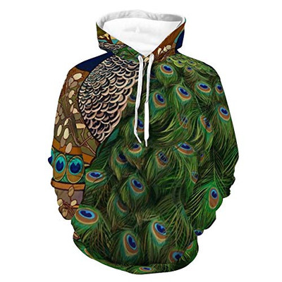 Women Men Hoodies 3D Print Unisex Comfy Hooded Sweatshirts Art Nouveau Peacock Pattern Autumn Outfit With Pocket For Travel Outdoor