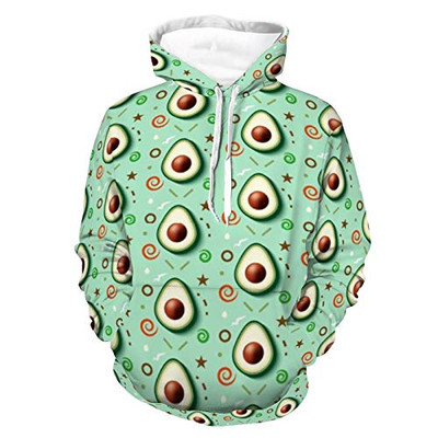 Unisex Realistic Print Hoodie Avocado Pattern Pattern Hoodie Pullover Sweatshirt Long Sleeve Stretch Sweater With Pocket For Women Men