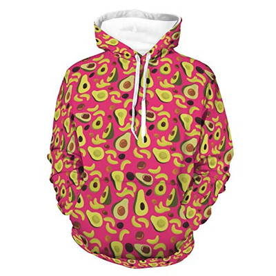 Mens Womens Comfy Hoodies 3D Printed Unisex Long Sleeve Hooded Sweatshirt Tops Avocado Red Pattern Pattern Outdoor Outfit For Christmas