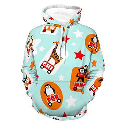 Mens Womens Sturdy Hoodies 3D Printed Unisex Long Sleeve Hooded Sweatshirts Animal Abc Pattern Outdoor Outfit For Vacation