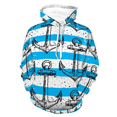 Mens Womens Soft Hoodies 3D Printed Unisex Long Sleeve Hooded T-Shirts Anchors Pattern Pattern Outdoor Outfit For Sports Party