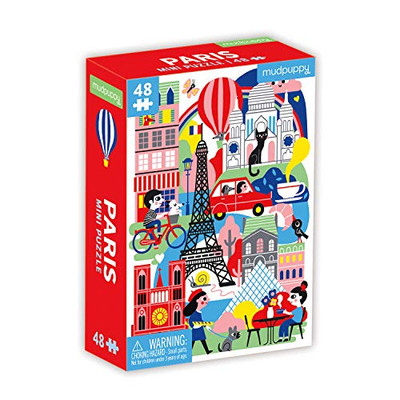 Mudpuppy Paris Mini Puzzle, 48 Pieces, 8” x 5.75” – Perfect Family Puzzle for Ages 4+ – Features a Colorful Illustration of Iconic Paris Landmarks