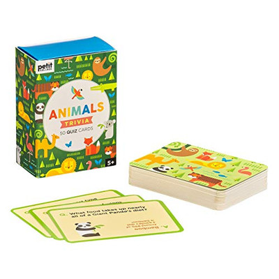 Petit Collage Animal Trivia Quiz Cards – Fun Card Game for Kids, Kids Trivia Game for Ages 5+ – Includes 50 Animal-Themed Quiz Cards – Perfect for Family Fun