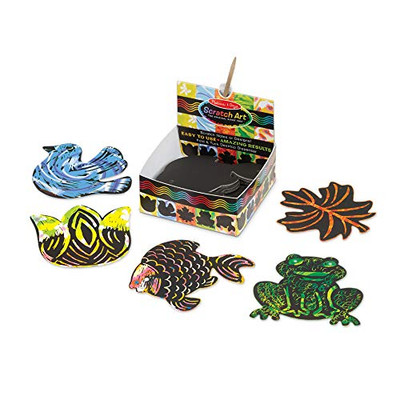 Melissa & Doug Scratch Art Box of 125 Nature-Themed Shaped Notes in Desktop Dispenser (Approx. 3.5” x 3.5” Each Note)