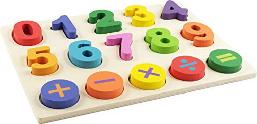 Wooden Numbers Puzzle (for toddlers 2 to 5 years of age. Thick wood pieces are easy to handle.)
