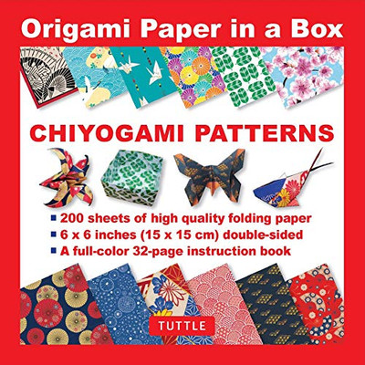 Origami Paper in a Box - Chiyogami Patterns: 200 Sheets of Tuttle Origami Paper: 6x6 Inch High-Quality Origami Paper Printed with 12 Different Patterns: 32-page Instructional Book of 12 Projects