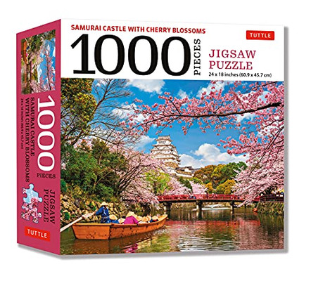 Samurai Castle & Cherry Blossoms- 1000 Piece Jigsaw Puzzle: Cherry Blossoms at Himeji Castle (Finished Size 24 in X 18 in)