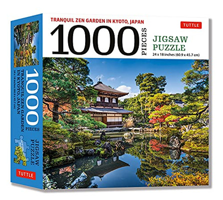 Tranquil Zen Garden in Kyoto Japan- 1000 Piece Jigsaw Puzzle: Ginkaku-ji Temple, Temple of The Silver Pavilion (Finished Size 24 in X 18 in)