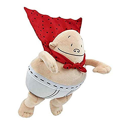 MerryMakers Captain Underpants Soft Superhero Toy, 10-Inch, from The bestselling Comic Book Series by Dav Pilkey, Red