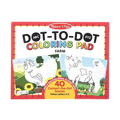 Melissa & Doug ABC Dot-to-Dot Farm Coloring Pad - Follow Letters of Alphabet and Seek and Find Activities, 40 11” x 14” Pages