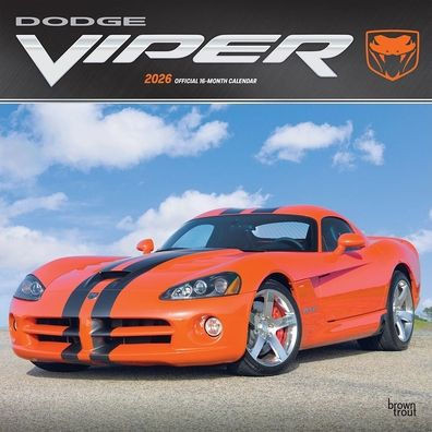 Dodge Viper Official 2026 12 X 24 Inch (Hanging) Monthly Square Wall Calendar Plastic-Free