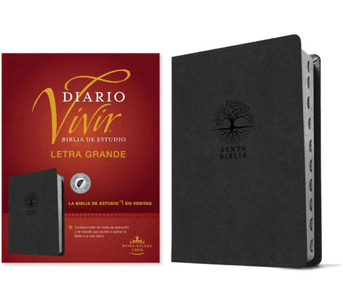 Biblia de Estudio del Diario Vivir Rvr60, Letra Grande (Sentipiel, Carb?n, ?ndice, Letra Roja)