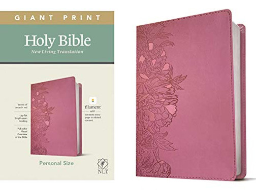 Nlt Personal Size Giant Print Holy Bible (Red Letter, Leatherlike, Peony Pink): Includes Free Access To The Filament Bible App Delivering Study Notes, Devotionals, Worship Music, And Video