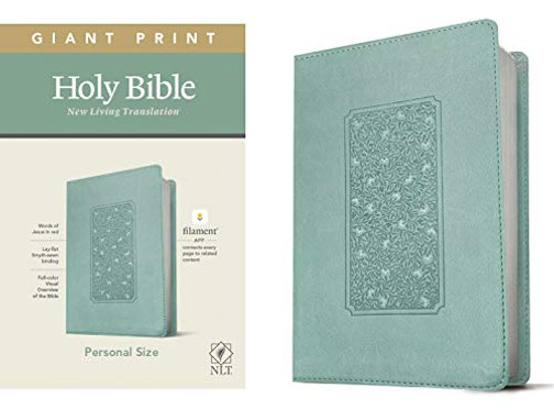 Nlt Personal Size Giant Print Holy Bible (Red Letter, Leatherlike, Floral Frame Teal): Includes Free Access To The Filament Bible App Delivering Study Notes, Devotionals, Worship Music, And Video