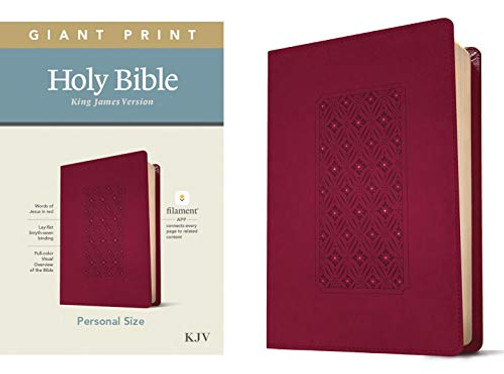 Kjv Personal Size Giant Print Holy Bible (Red Letter, Leatherlike, Diamond Frame Cranberry): Includes Free Access To The Filament Bible App Delivering ... Notes, Devotionals, Worship Music, And Video