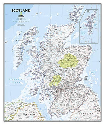 National Geographic: Scotland Classic Wall Map (30 X 36 Inches) (National Geographic Reference Map)