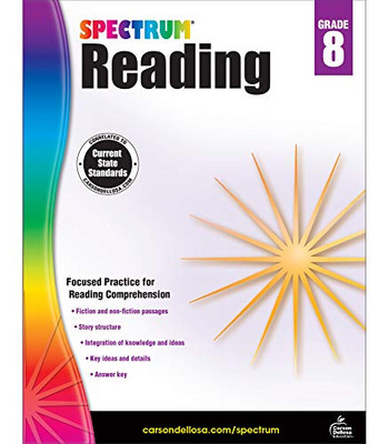 Spectrum 8Th Grade Reading Workbook?çöstate Standards Reading Comprehension, Nonfiction Fiction Passages With Answer Key For Homeschool Or Classroom (160 Pgs)