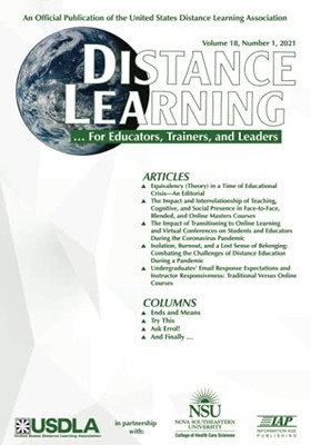 Distance Learning: Volume 18 #1 (Distance Learning Journal)